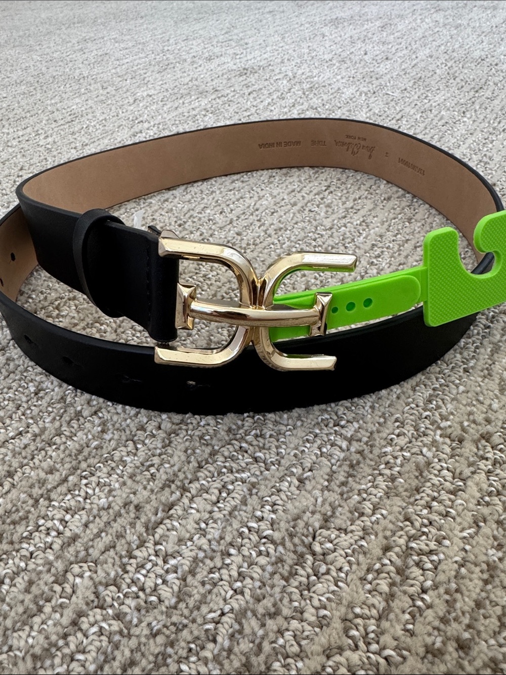 NWT Sam Edelman Black Leather Belt with Gold Buckle